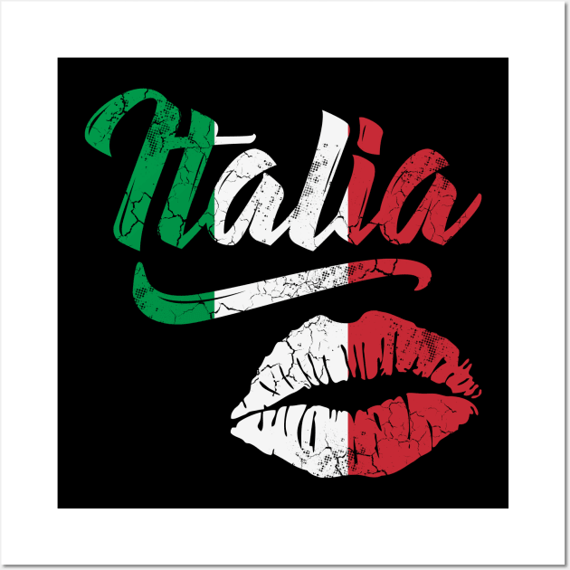 Italia Lips Kiss Flag Italy Italian Italiano Wall Art by E